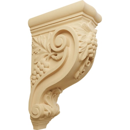 Ekena Millwork 4 1/4"W x 8"D x 13 1/4"H Devon Grapes & Vines Corbel, Alder COR04X08X13DEAL